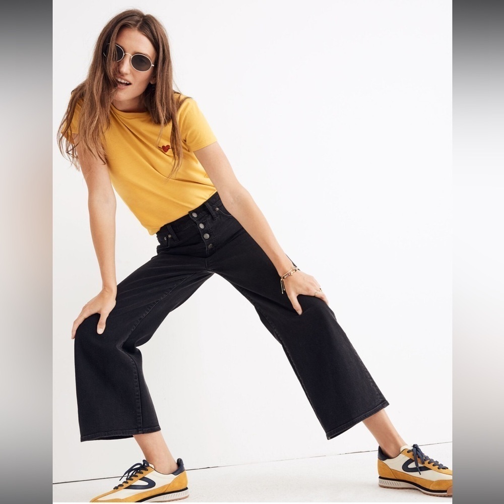 Madewell Wide-Leg Crop Jeans in Lunar Wash: Button-Front Edition Size 26